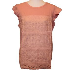 NWT Liv Los Angeles  Anthropologie Eyelet Blush. Top Women Size Large